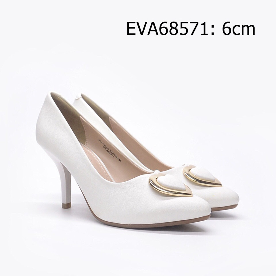Giày công sở da mềm EVA68571 thiết kế gót nhọn cao 6cm có nơ hình tim bọc kim loại mới